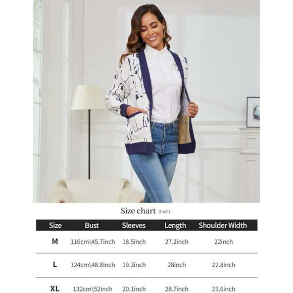 Women's Oversized Cat Cardigan Sweater Knit V-Neck Button Up Casual - Picture 7 of 7